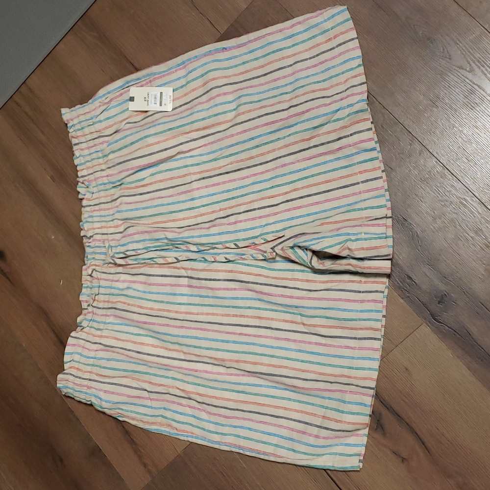 Colorful Striped, Casual, Elastic Waist Shorts